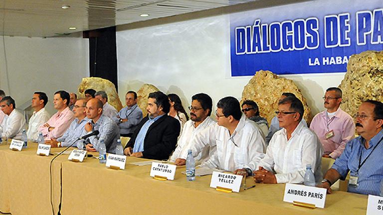 Negociadores del Gobierno colombiano y las FARC en La Habana